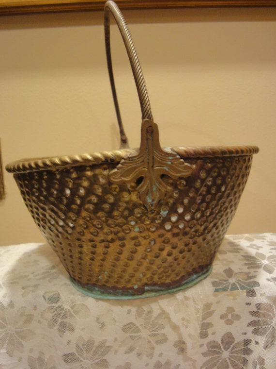 Vintage Brass Basket by BlairsHouseofVintage on Etsy
