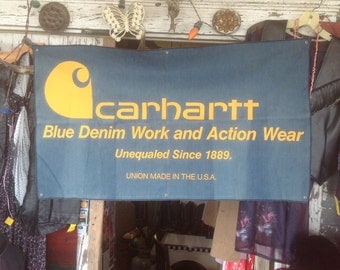 Vintage Carhartt's Clothing Retail Advertising Denim Banner 24" X 44"