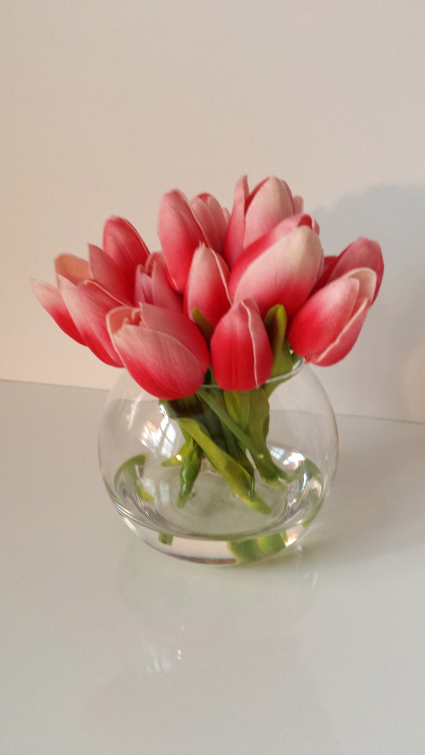 Artificial Tulips\/Silk Flower Arrangement\/SIlk by peachpeonyhome