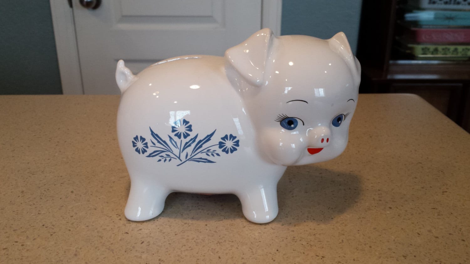 Corning Ware Cornflower Blue Piggy Bank England