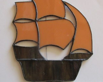 Stained Glass Suncatcher Ship