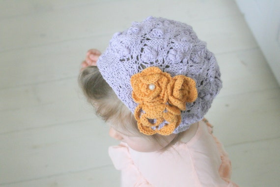 crochet pdf pattern lace KNITTING Violet PATTERN summer with slouchy crochet lace flower hat