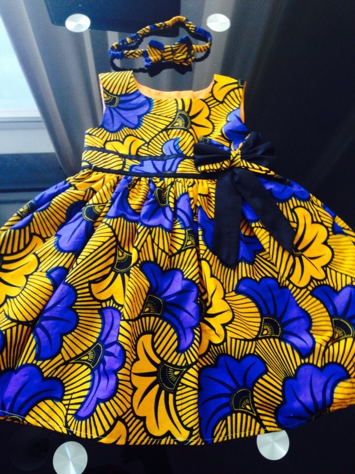 Handmade African Ankara Baby Dress Matching Headband Handmade African Ankara Baby Dress Matching Headband