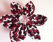 Red and Black Chevron Collar Flower for Girl Dog Red and Black Chevron Collar Flower for Girl Dog