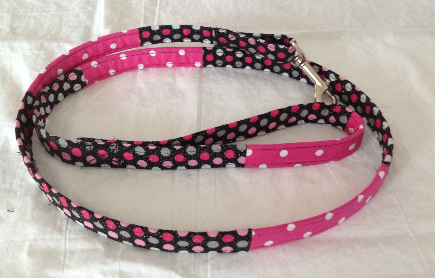 Pink and Black Polka Dot Dog Leash