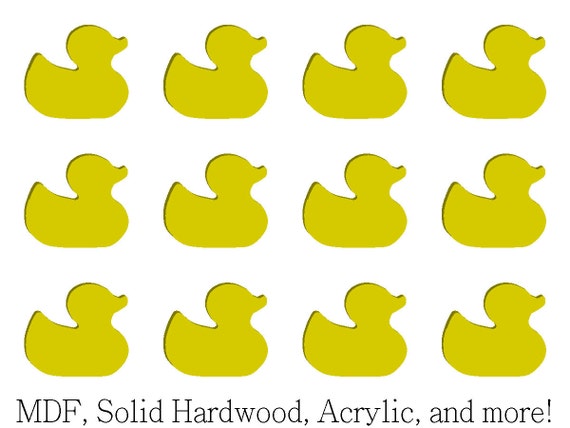 Laser Cutout 12 pc rubber duck shape MDF by NaturalWoodArtwork