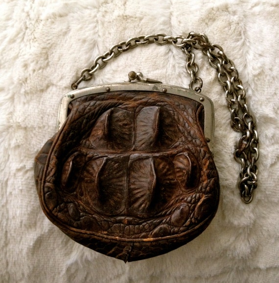 RARE valuable 1800s purse croc purse leather gold miners