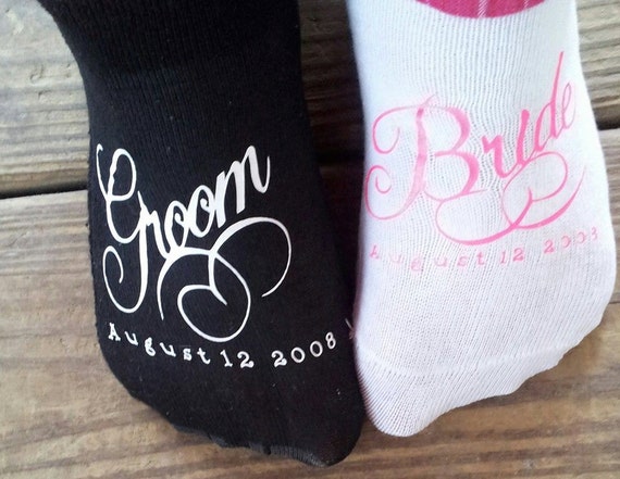 Matching Bride and Groom Socks Personalized with by KikisKornerSC