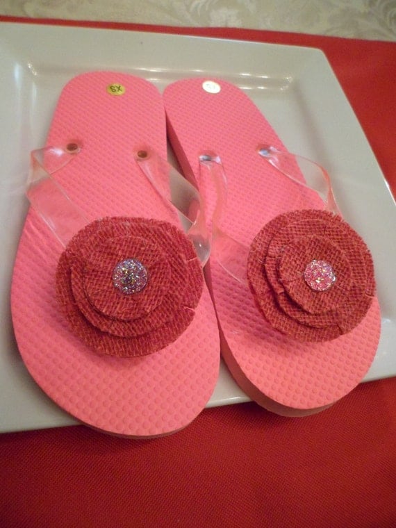Ladies Extra Small Pink Flip Flops by DorethaRoseDesigns on Etsy