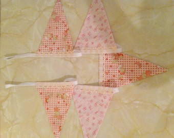 Baby girl fabric bunting 5 flags