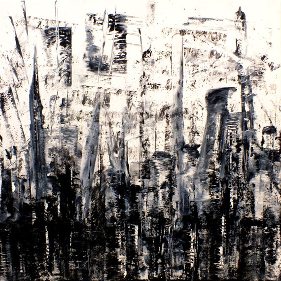 Items similar to Original Abstract Painting Modern Art Ominous Dark ...