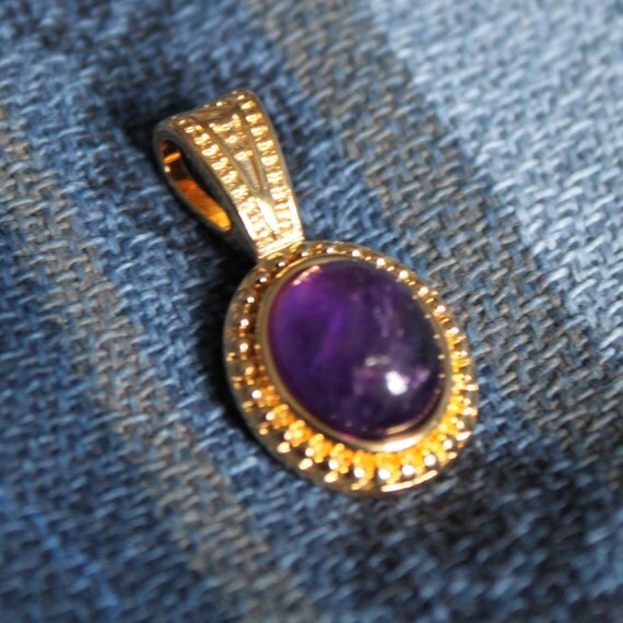Amethyst Pendant Gold Plated Gemstone Jewelry