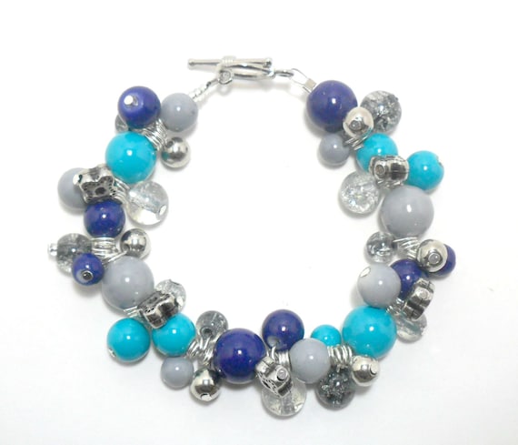 Blue and Grey Cluster Bracelet