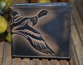 Leather Wallet - Men's Wallet - DUCK Embossed Leather Bifold Wallet