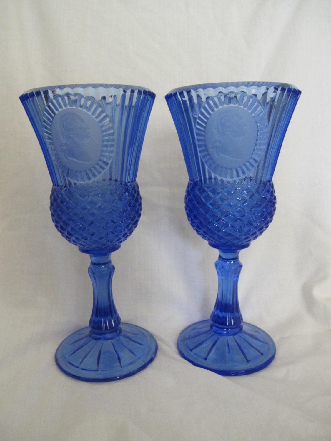 Blue Crystal Glassware by TheMaineMercantile on Etsy