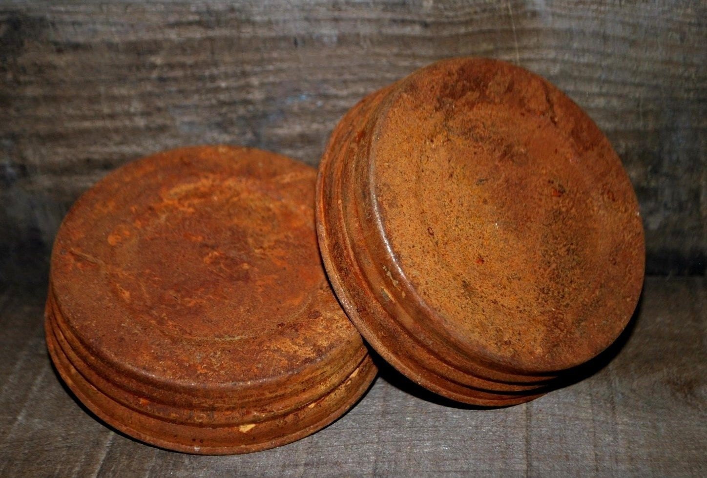 2 Rusty Lids for WIDE Mouth Mason Jars .. 31/2 opening