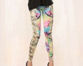 Graffiti Printed Leggings-Abstract Leggings- Costume Yoga Pants ...
