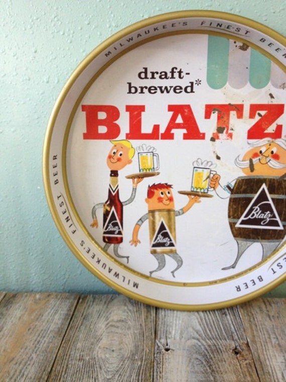 Fun Vintage Blatz Beer Metal Tray Beer Tray by KatiesAngelwings