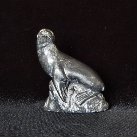 Soapstone Carved Seal Figurine by Wolf Sculptures Canada