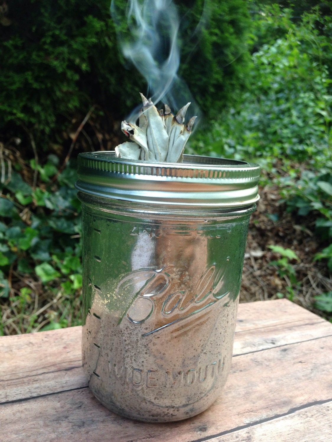 Faux Mercury Glass Ball Mason Jar Incense by WritingOnTheWallDsg