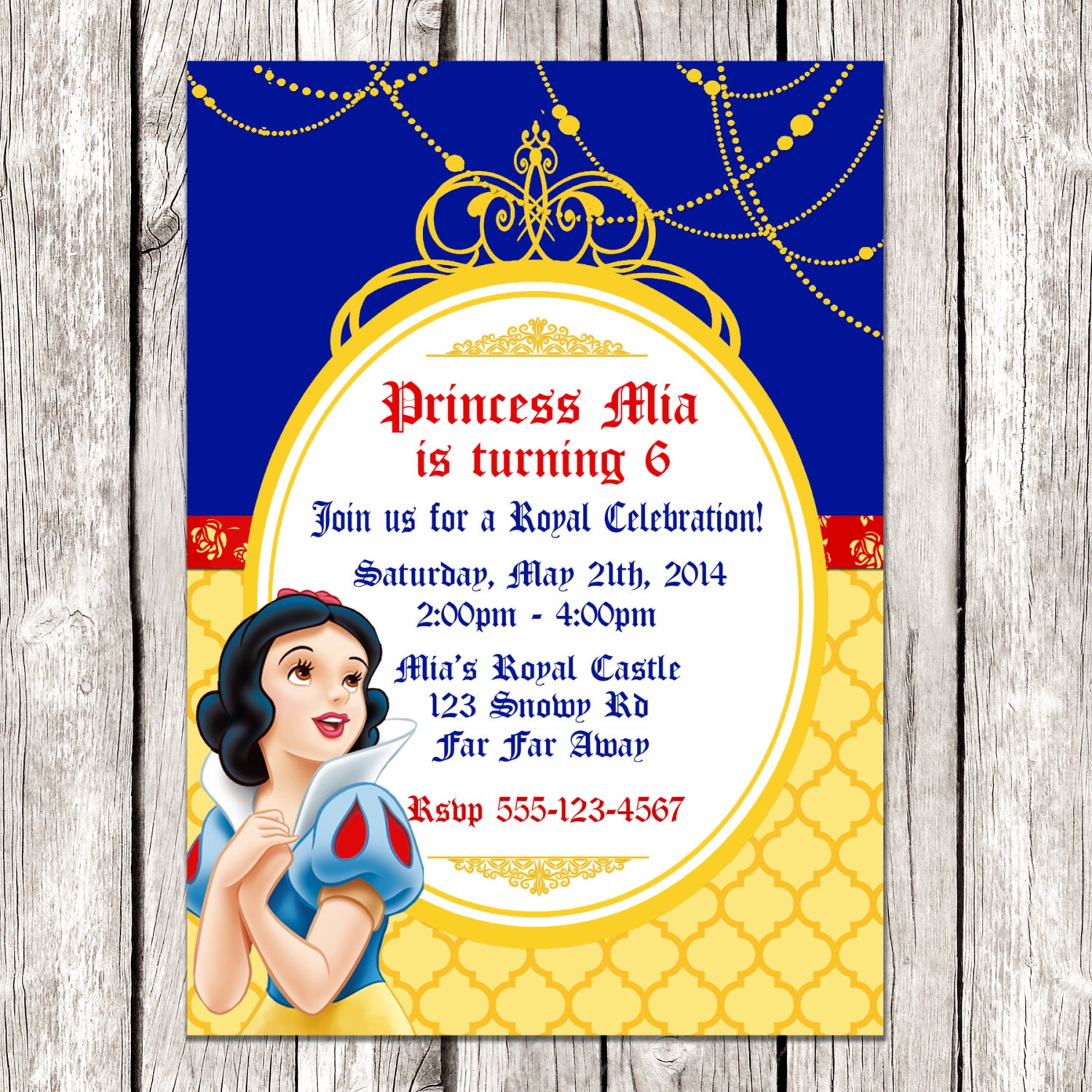 Snow White Birthday Party Invitation Wording 2