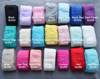 5 Yards Elastic Lace 1.5" Stretch Lace FREE Shipping Over 20 Dollar Elastic Lace Trim Elastic Headband Garter DIY EL998