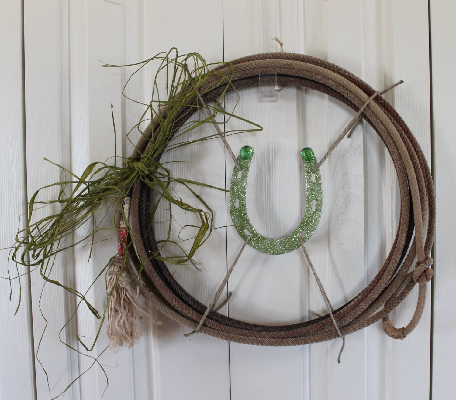 western rope wreath lucky horseshoe with raffia bow wreath western rope wreath lucky horseshoe with raffia bow wreath