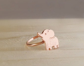 Rose Gold Elephant Ring, Dainty Elephant Ring, Cute Ring, Rose Gold ...