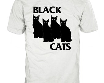 Black cat t shirt | Etsy