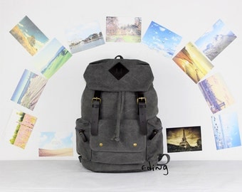Gray Canvas Backpack