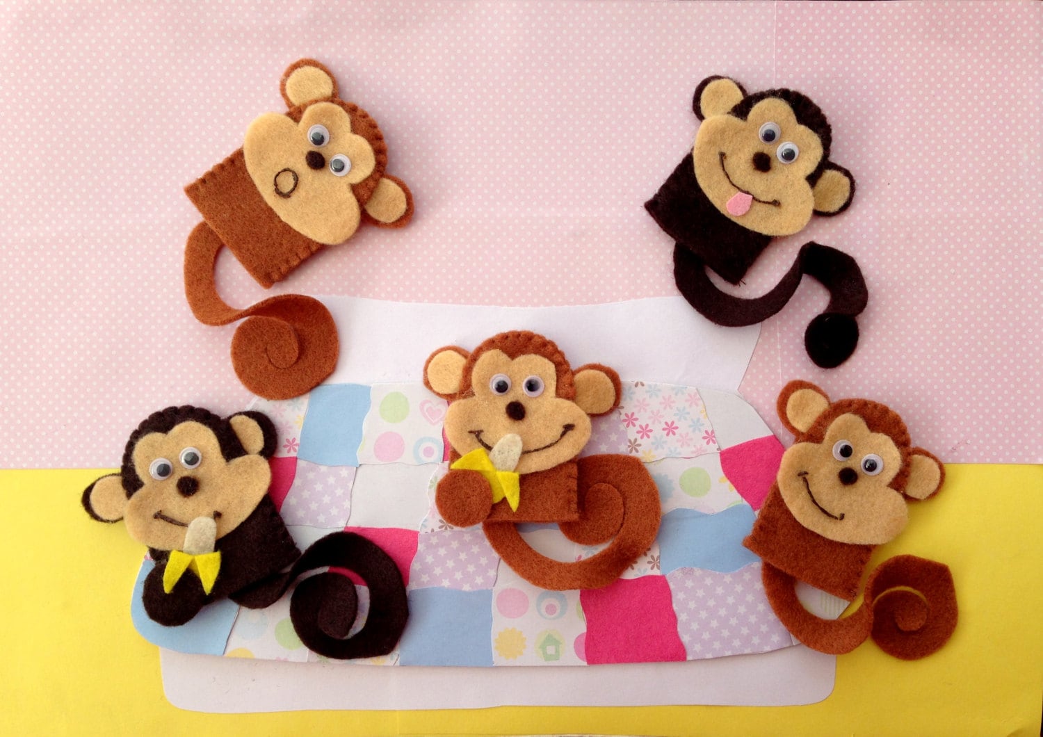 Five Little Monkeys Finger Puppet Set