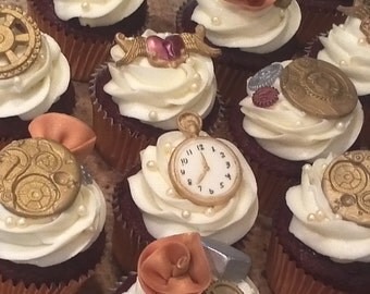 Steampunk Fondant Cupcake Toppers