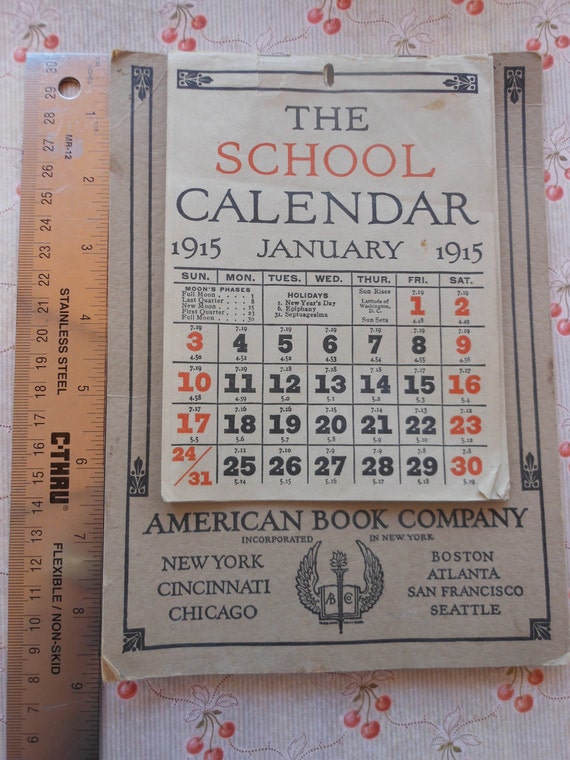1915 Vintage School Calendar from American by AdobeVintageOohLaLa
