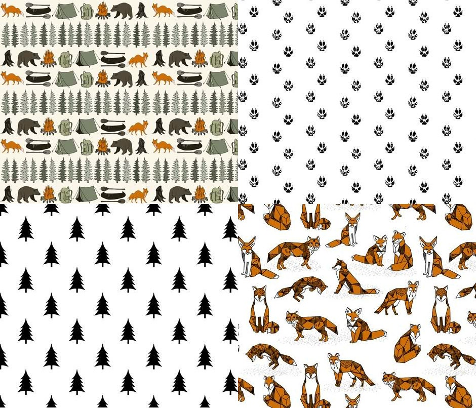 Woodland Camping Foxes and Bears Changing pad cover crib