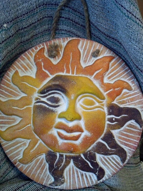 Sun Ceramic Garden Decor by CrackedCookbookNook on Etsy