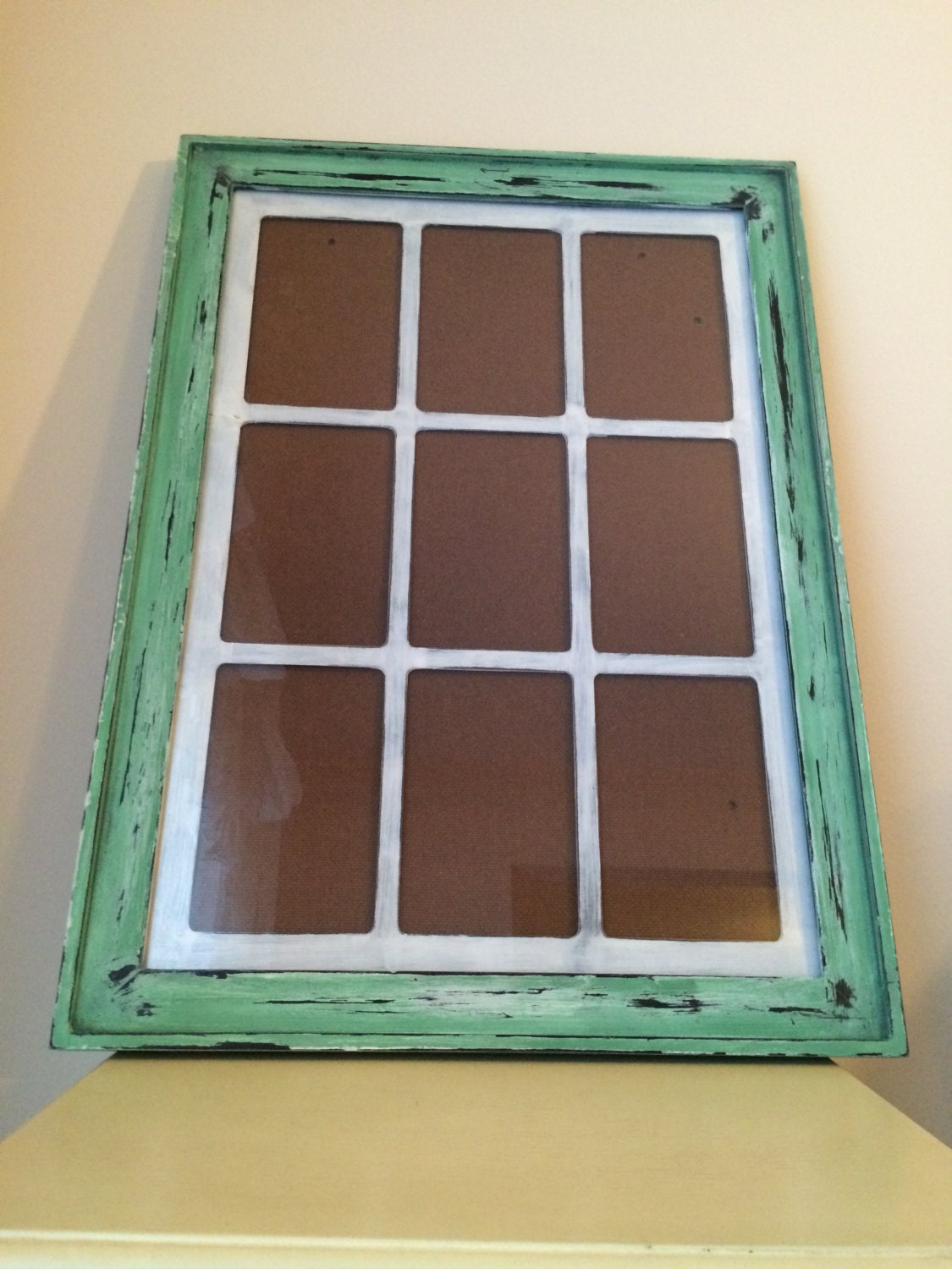 Large Distressed Cottage Window Picture Frame holds nine 4x6