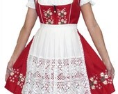 3-Piece Short Red German Dirndl Dress 2 4 6 8 10 16 18 20 22 S M L XL 2XL