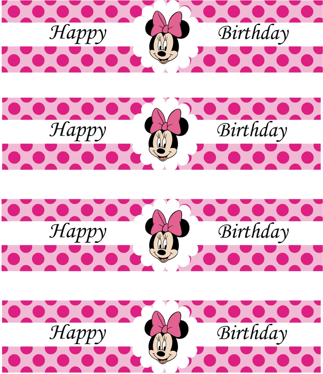 minnie mouse birthday party water bottle labels printable