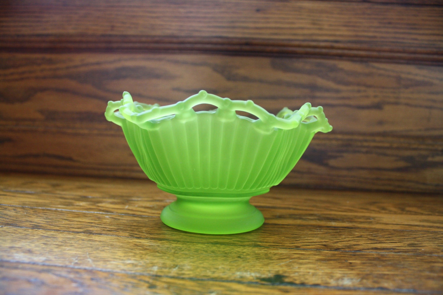 Green Satin Westmoreland Glass Candy Dish