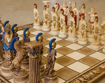 Ceramic Handmade Chess Set Greek Gods of Olympus (Big)