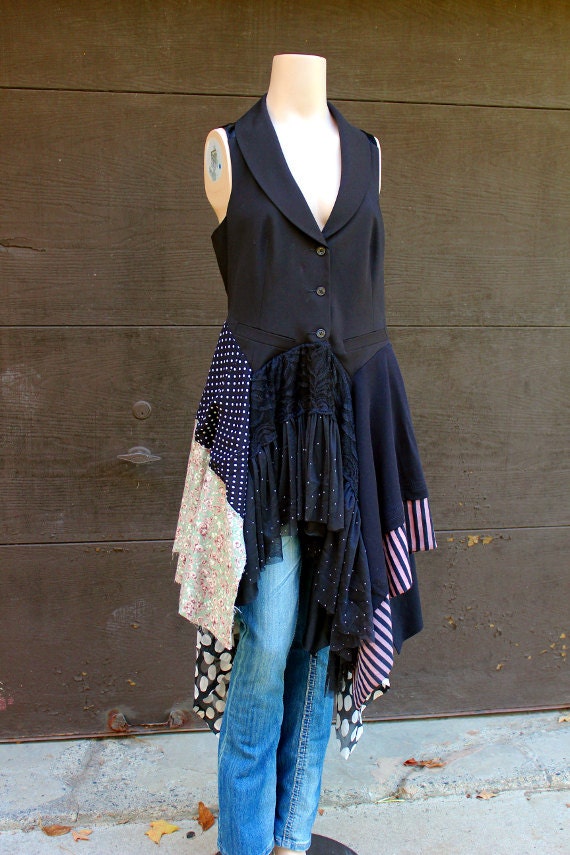 REVIVAL Women's Upcycled Boho Shirt Vest Junk Gypsy by REVIVAL