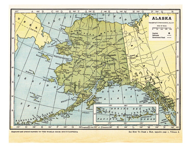 map of Alaska from the 1920's a vintage printable digital