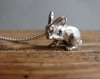 Silver Bunny Necklace, Bunny Jewelry, Easter Gift, Animal Jewelry Animal Necklace, Rabbit Necklace, Rabbit Jewelry, Bunny Pendant,