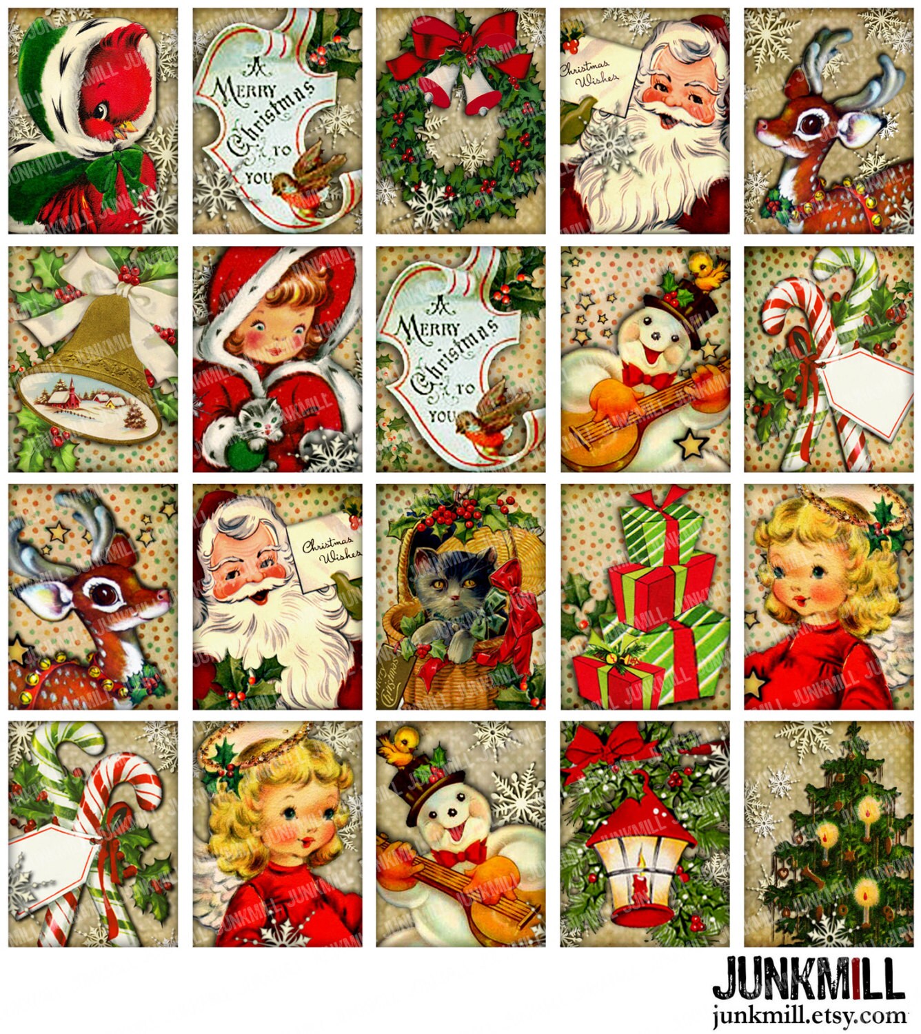 RETRO HOLIDAY Digital Printable Collage Sheet Vintage