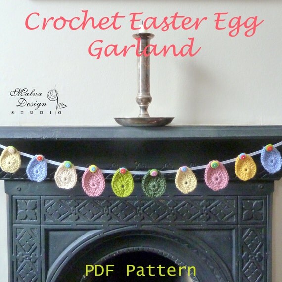 Items similar to Crochet Easter Egg Garland Banner PDF Pattern, Spring