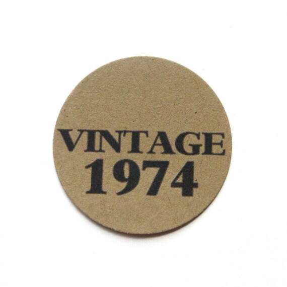 40th Birthday - Vintage 1975, Stickers - Round 1 1/2 Inch, Kraft, Set of 12 Il_570xn