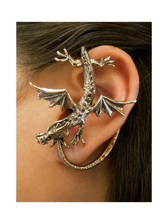 Items similar to Dragon Ear Wrap Bronze Dragon Ear Cuff Sentry