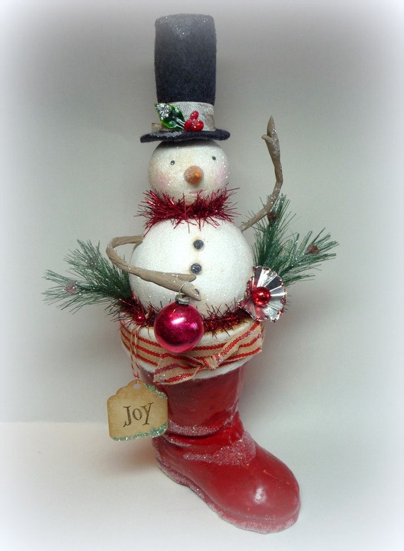  Holiday  Decor  Vintage  Style  Large Snowman in Antique Santa