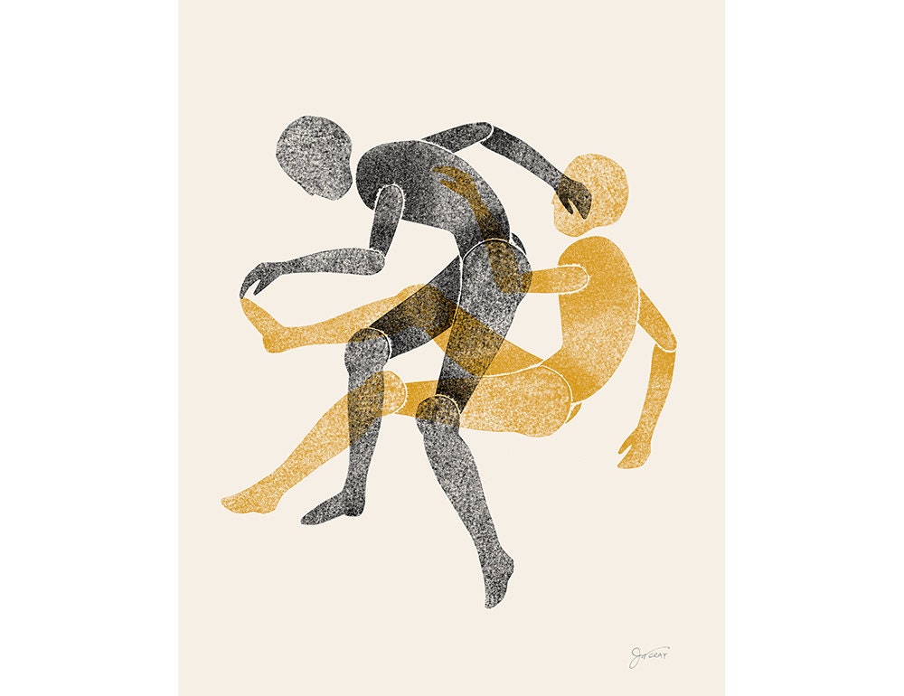 Figure Art Abstract Art Print Mid Century Modern Living