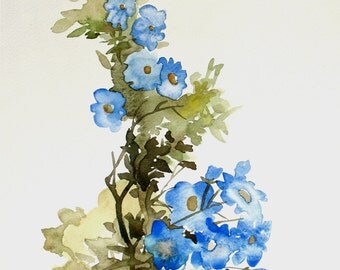 Blue Spring - original watercolor painting (one of a kind)